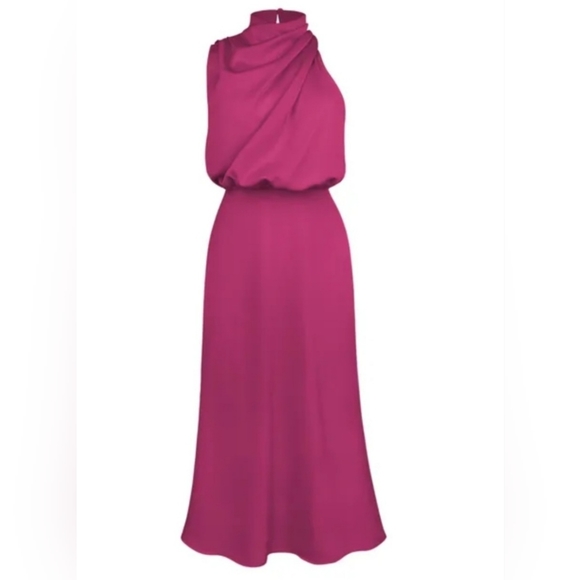 Satin women midi/maxi dress in purple - Picture 5 of 6
